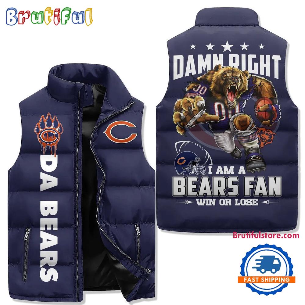 Sportswearmerch Chicago Bears NFL Sleeveless Puffer Jacket For Fan