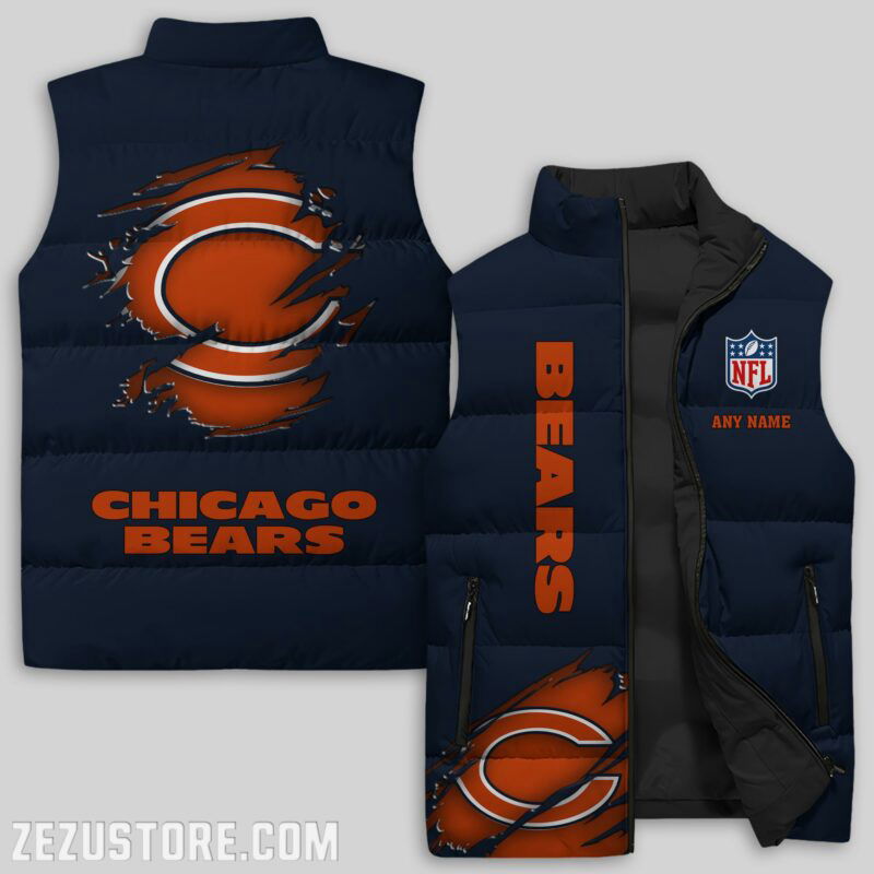 Sportswearmerch Chicago Bears NFL Sleeveless Puffer Jacket For Fans