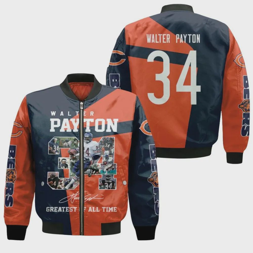 Sportswearmerch Chicago Bears NFL Walter Payton Pattern Bomber Jacket For Fan