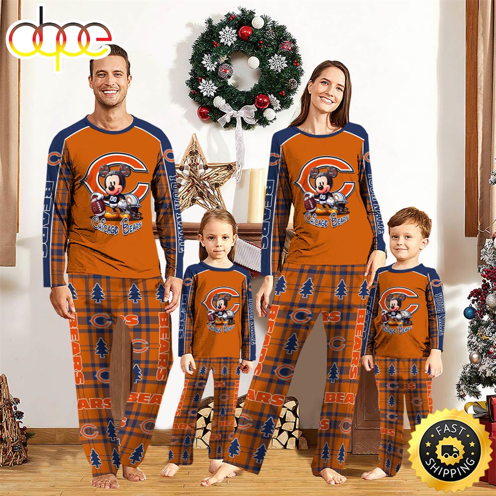 Sportswearmerch Chicago Bears NFL x Mickey Mouse Personalized Pajamas Family For Fan