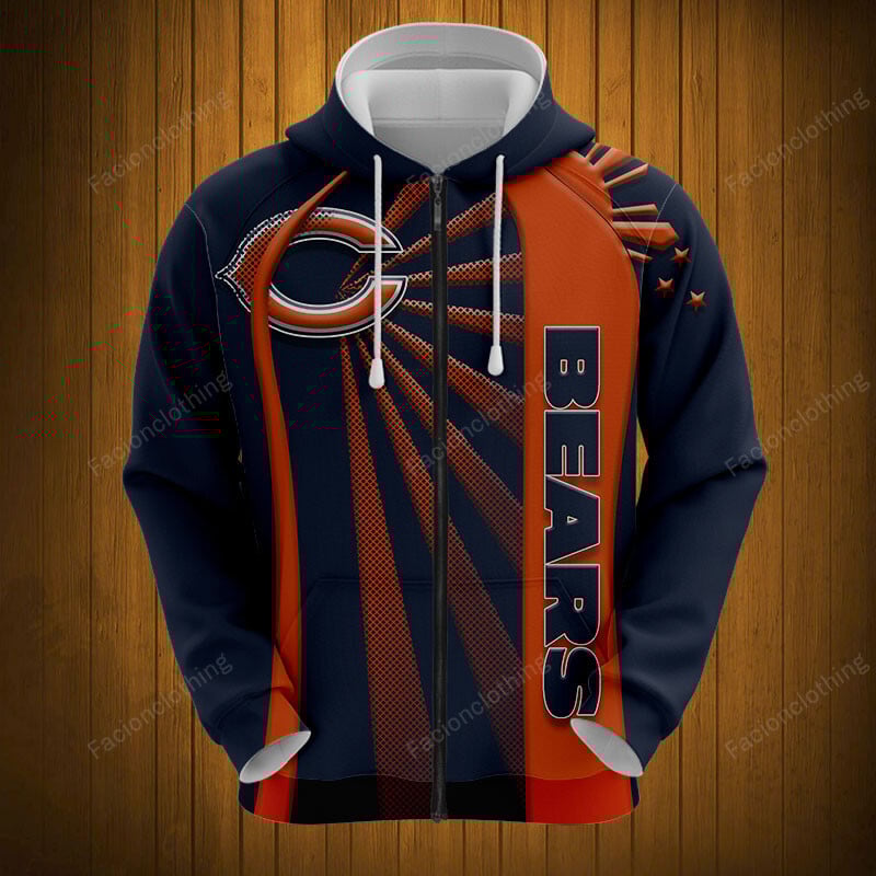 Sportswearmerch Chicago Bears NFL Zip Hoodie Personalized For Fan