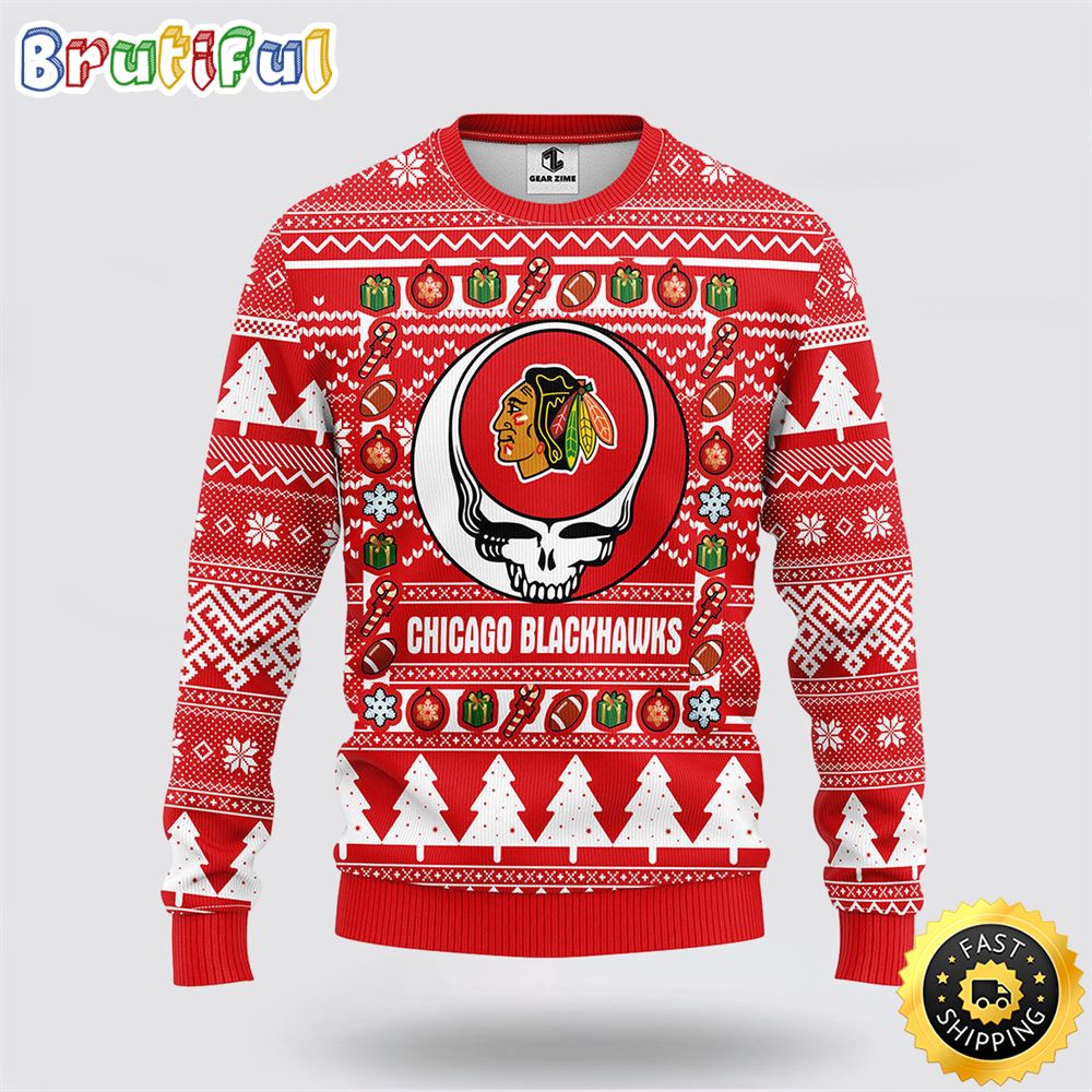 Sportswearmerch Chicago Blackhawks NHL Christmas Fleece Sweater For Fan