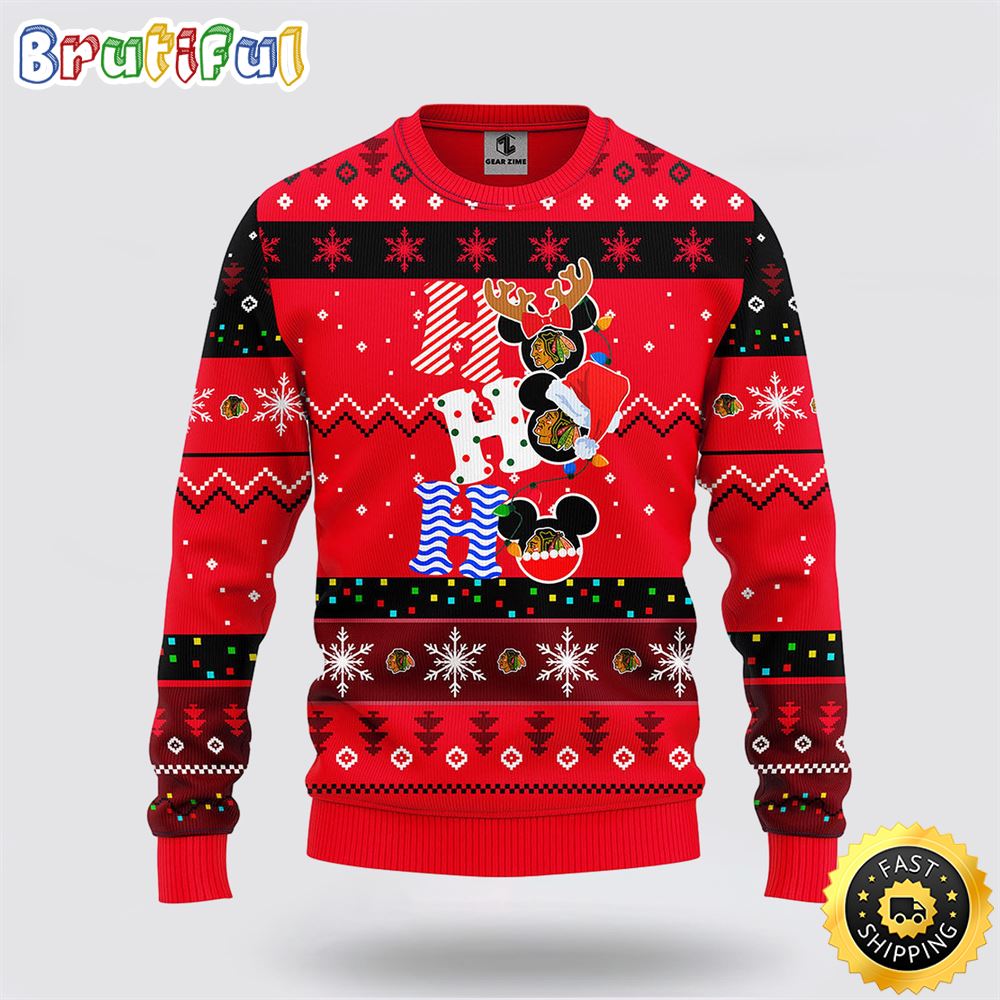 Sportswearmerch Chicago Blackhawks NHL Mickey Ugly Christmas Sweater For Fan