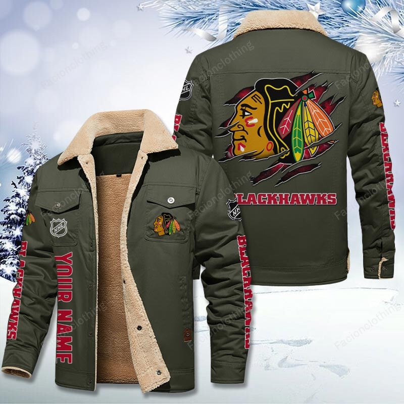 Sportswearmerch Chicago Blackhawks NHL Personalized Cotton Jacket For Fan