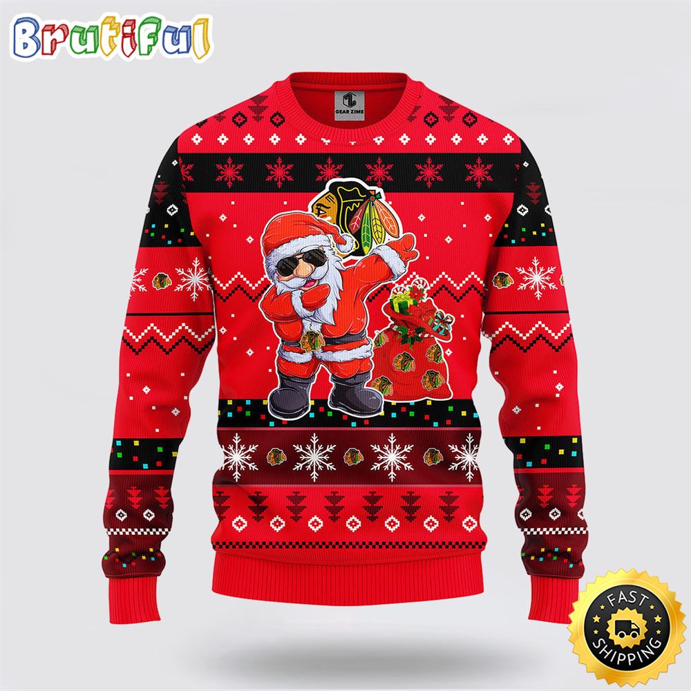 Sportswearmerch Chicago Blackhawks NHL Santa Claus Ugly Christmas Sweater For Fan