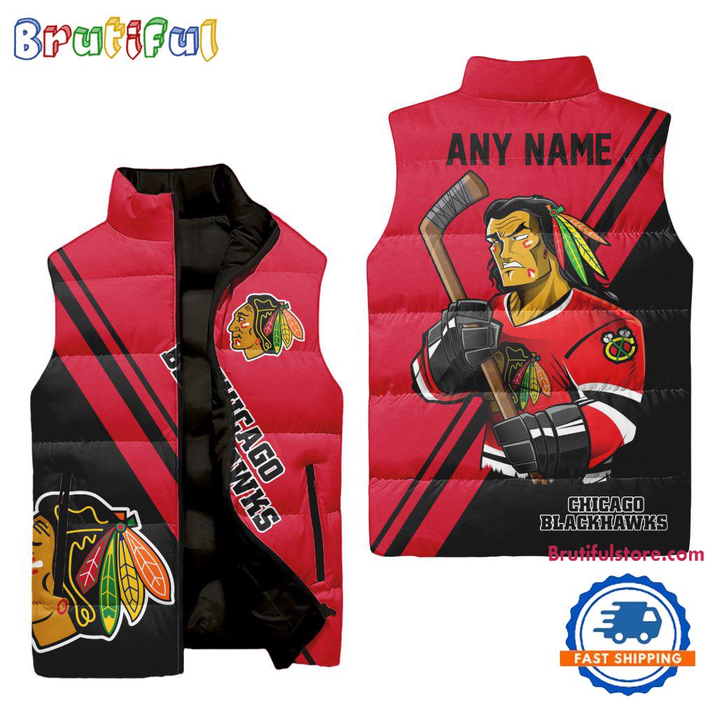 Sportswearmerch Chicago Blackhawks NHL Sleeveless Puffer Jacket For Fan