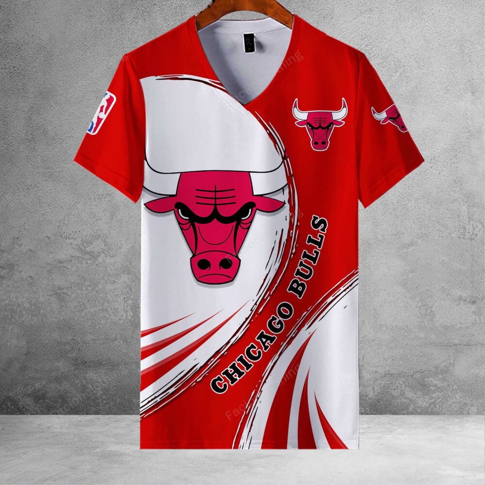 Sportswearmerch Chicago Bulls NBA Personalized V-neck Women T-shirt For Fan