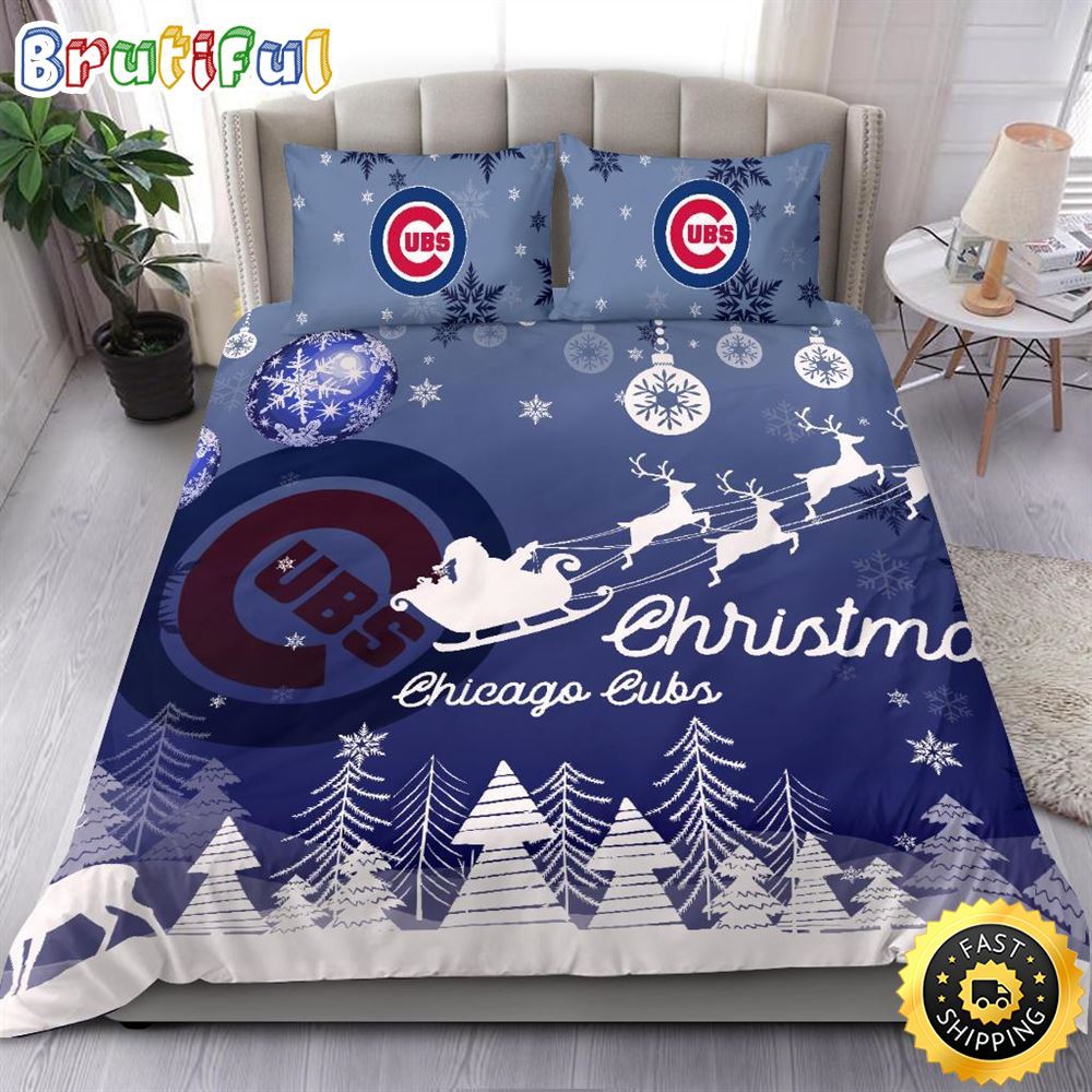 Sportswearmerch Chicago Cubs MLB Christmas Bedding Sets For Fan