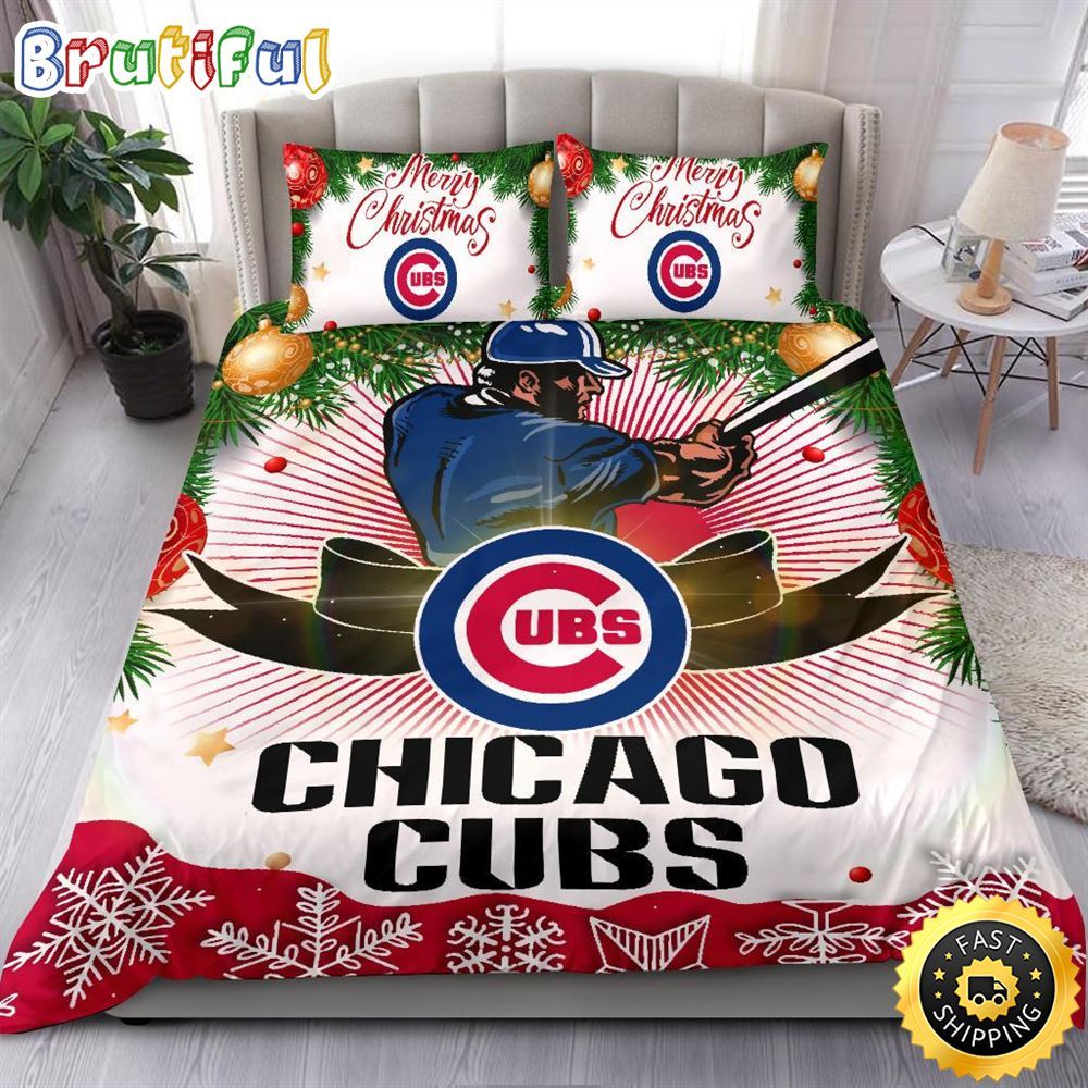 Sportswearmerch Chicago Cubs MLB Christmas Bedding Sets Merry For Fan