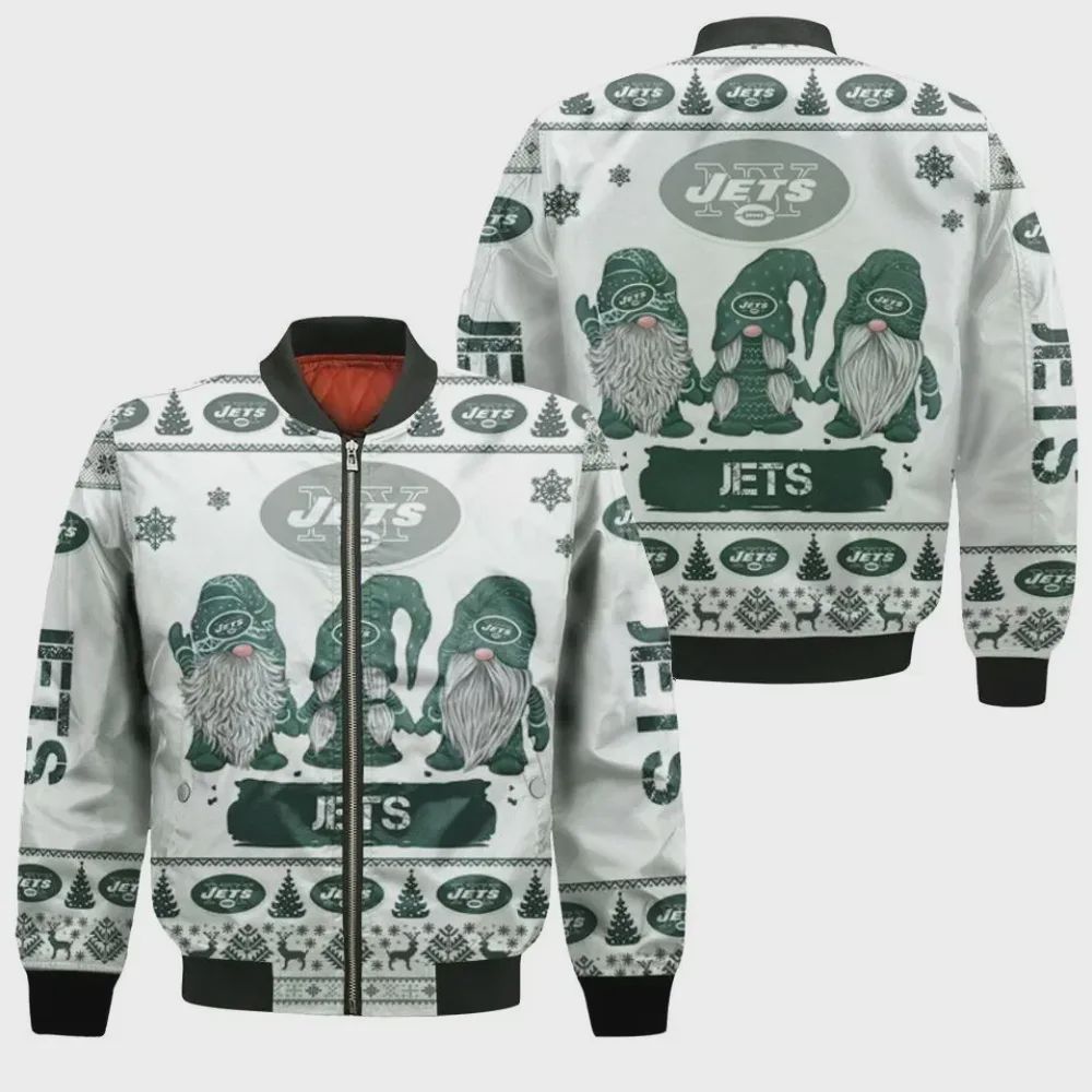 Sportswearmerch Christmas Gnomes New York Jets NFL Ugly Bomber Jacket For Fan
