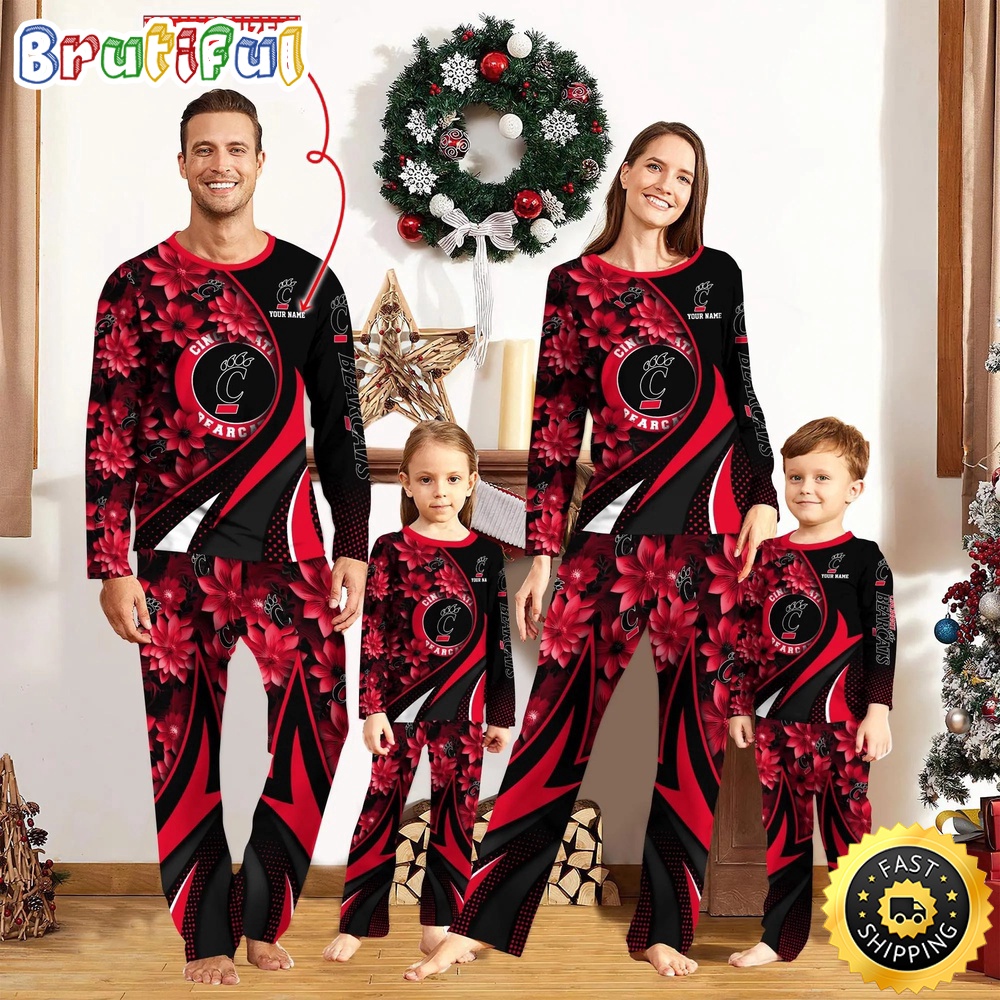 Sportswearmerch Cincinnati Bearcats NCAA Flower Personalized Pajamas Family For Fan