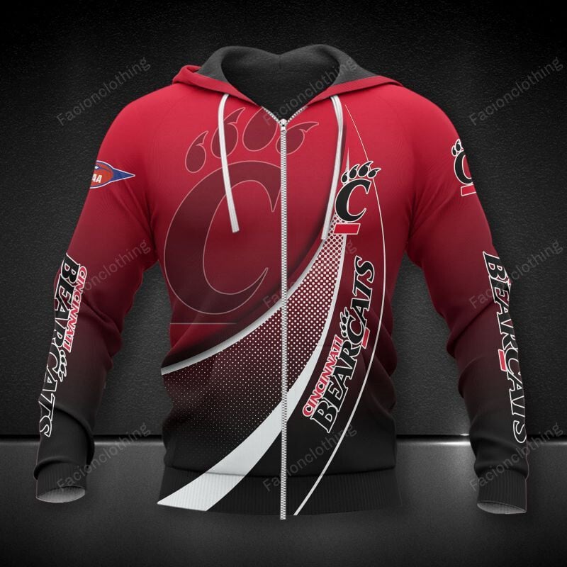 Sportswearmerch Cincinnati Bearcats NCAA Personalized Zip Hoodie For Fan