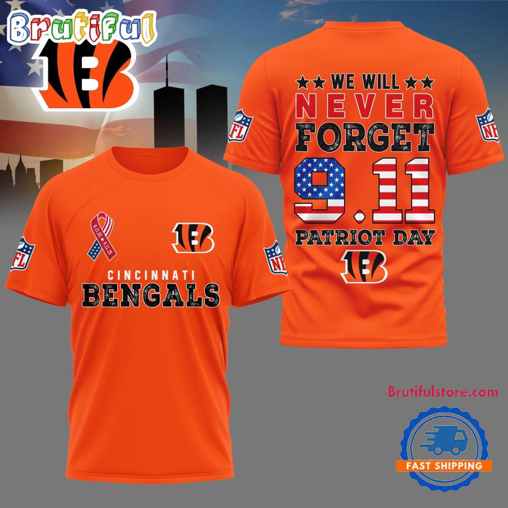 Sportswearmerch Cincinnati Bengals NFL And We Will Never Forget 9 11 Patriot Day T-Shirt For Fan