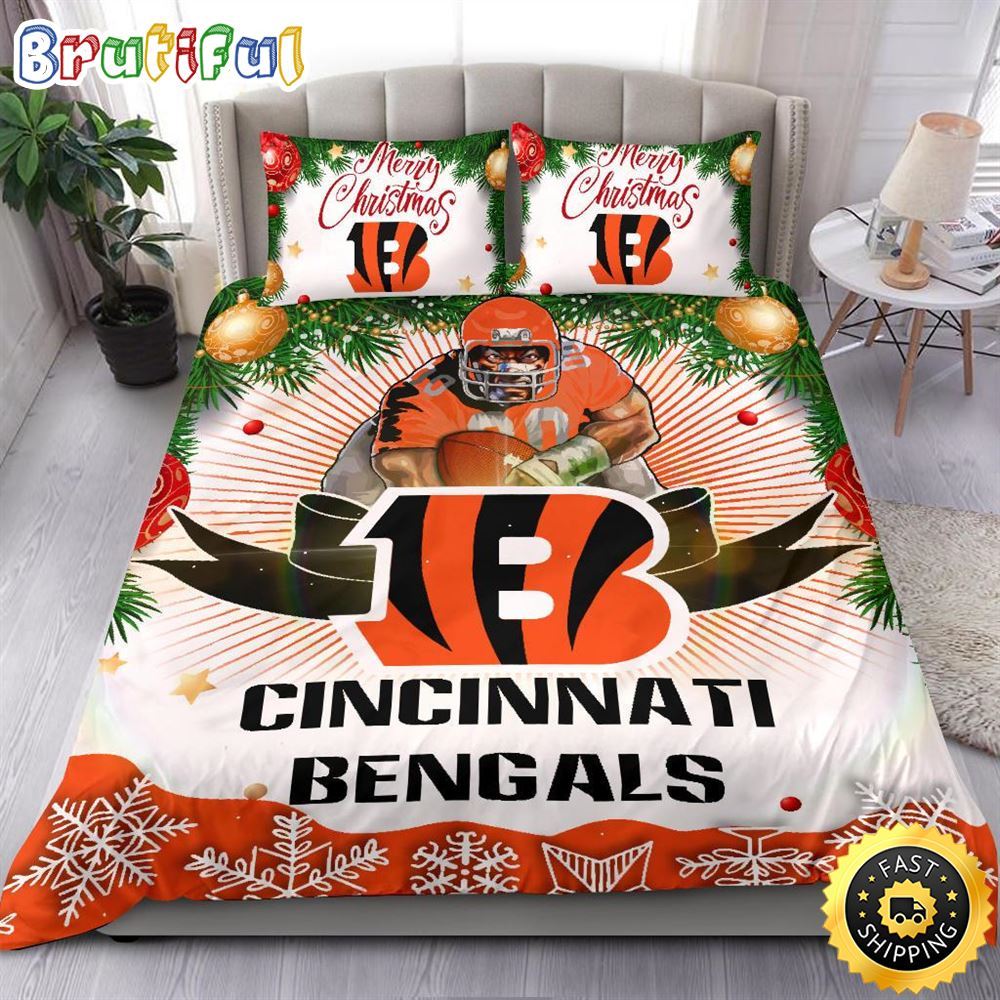 Sportswearmerch Cincinnati Bengals NFL Christmas Bedding Sets Merry For Fan