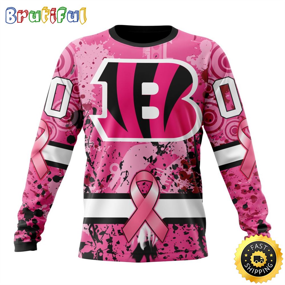 Sportswearmerch Cincinnati Bengals NFL Crewneck Breast Cancer Personalized Sweater For Fan