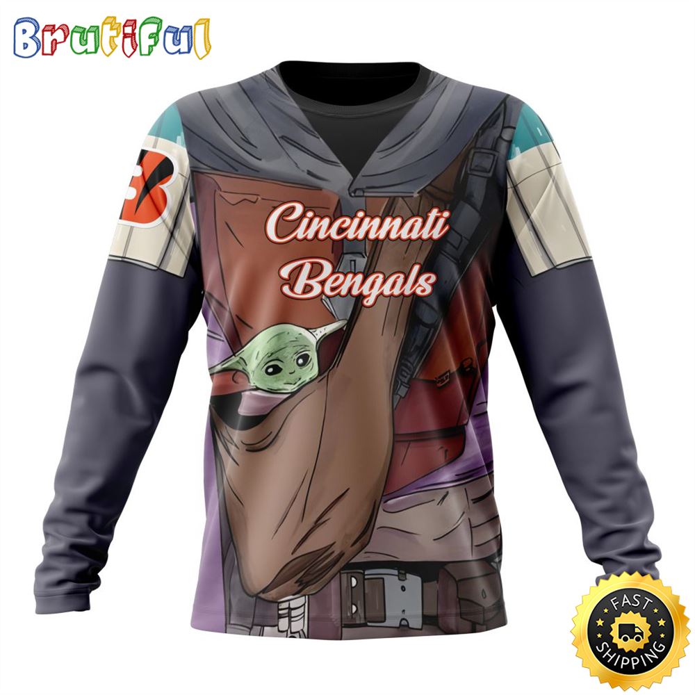 Sportswearmerch Cincinnati Bengals NFL Crewneck Mandalorian And Baby Yoda Personalized Sweater For Fan