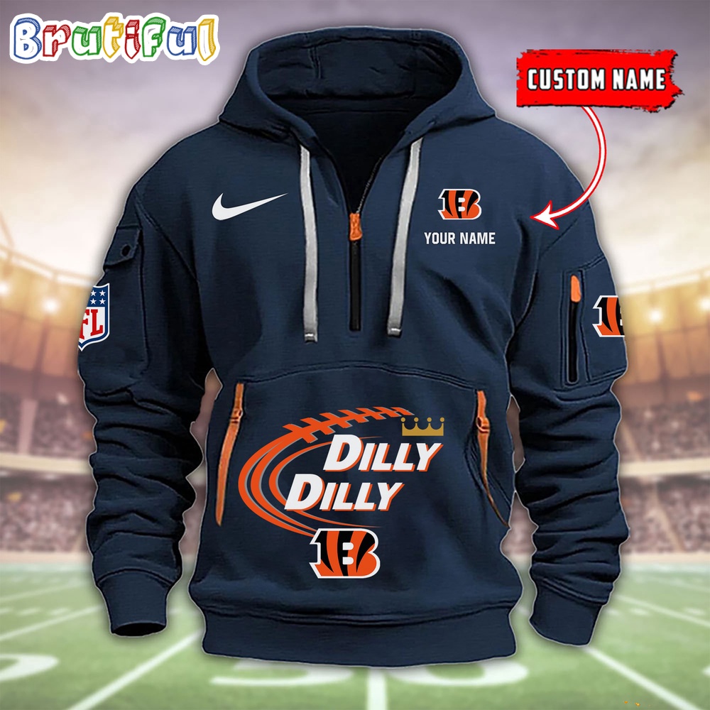 Sportswearmerch Cincinnati Bengals NFL Dilly Dilly Football Half Zip Hoodie For Fan