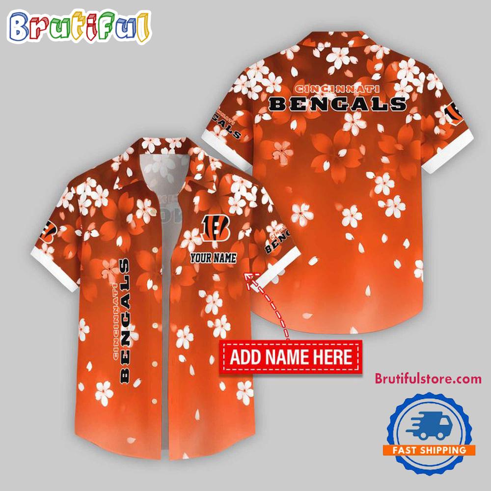 Sportswearmerch Cincinnati Bengals NFL Five-petaled Flower Pattern Personalized Hawaiian Shirt For Fan