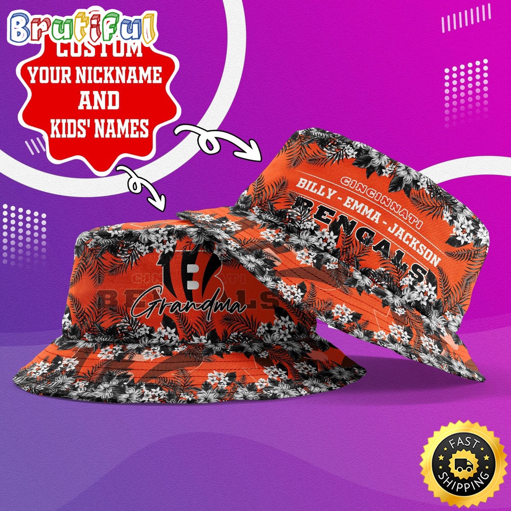 Sportswearmerch Cincinnati Bengals NFL Floral Pattern Personalized Bucket Hat For Fan