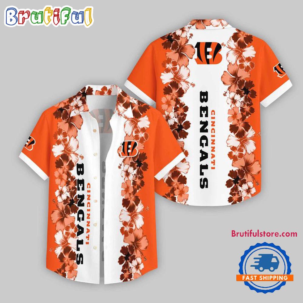 Sportswearmerch Cincinnati Bengals NFL Flower Pattern Summer Beach Personalized Hawaiian Shirt For Fan