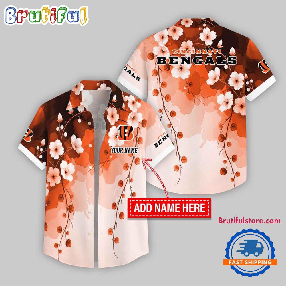 Sportswearmerch Cincinnati Bengals NFL Flower Pattern Trendy Summer Personalized Hawaiian Shirt For Fan