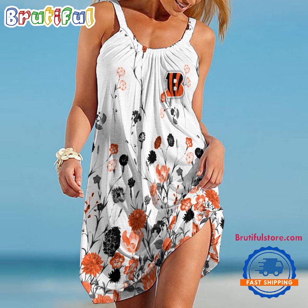 Sportswearmerch Cincinnati Bengals NFL Flower Summer Beach Dress For Fan