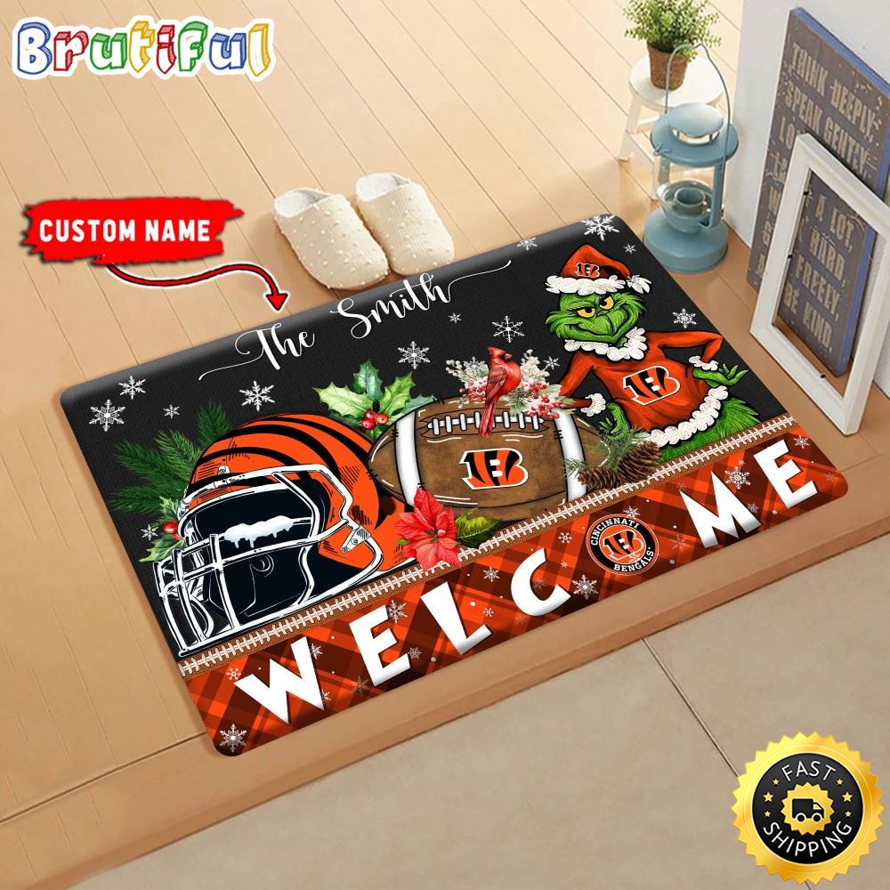 Sportswearmerch Cincinnati Bengals NFL Grinch Christmas Doormat For Fan