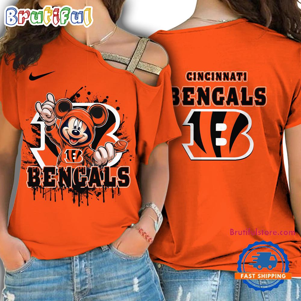 Sportswearmerch Cincinnati Bengals NFL Mickey Mouse Strapless Sleeve Short For Fan