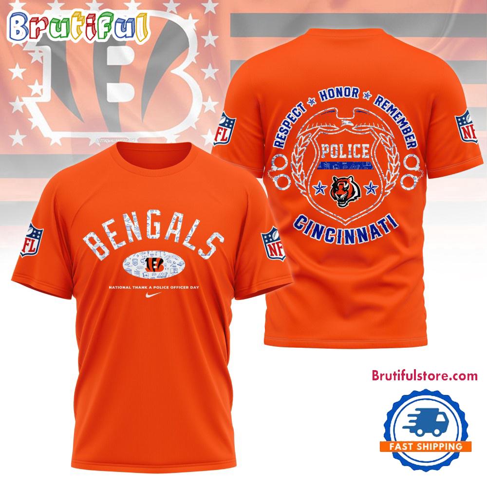 Sportswearmerch Cincinnati Bengals NFL National Thank a Police Officer Day T-shirt For Fan
