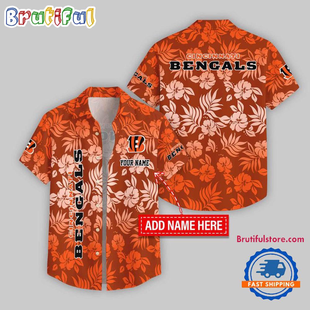 Sportswearmerch Cincinnati Bengals NFL Night Flower Pattern Personalized Personalized Hawaiian Shirt For Fan