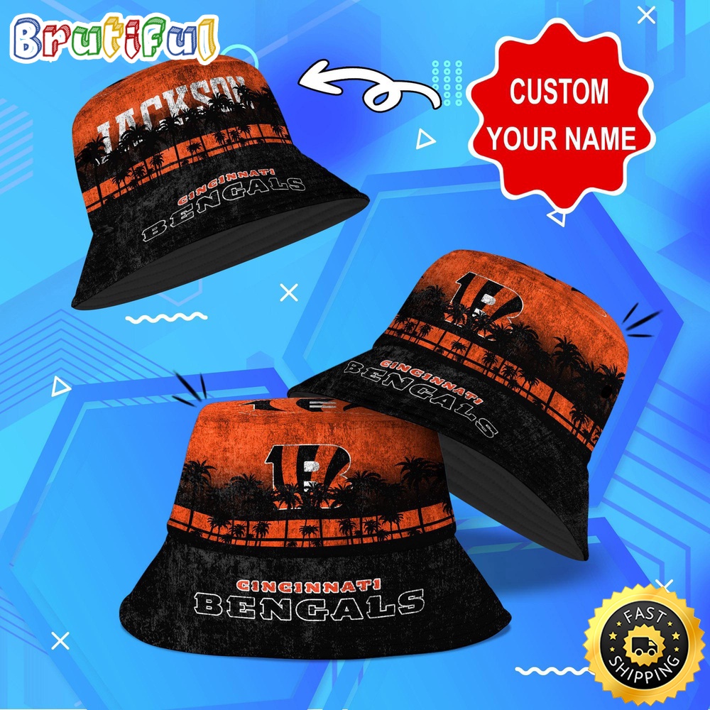 Sportswearmerch Cincinnati Bengals NFL Palm Tree Personalized Bucket Hat For Fan