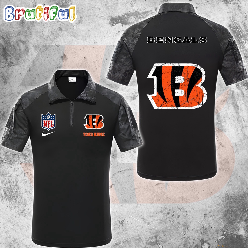 Sportswearmerch Cincinnati Bengals NFL Personalized Zip Polo Shirt For Fan