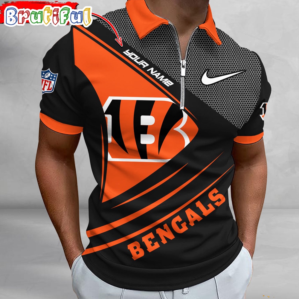 Sportswearmerch Cincinnati Bengals NFL Personalized Zip Polo Shirt For Fan