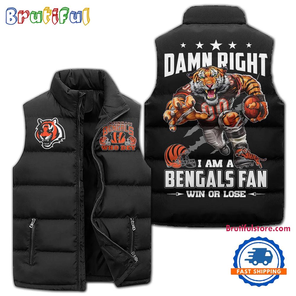 Sportswearmerch Cincinnati Bengals NFL Sleeveless Puffer Jacket For Fan
