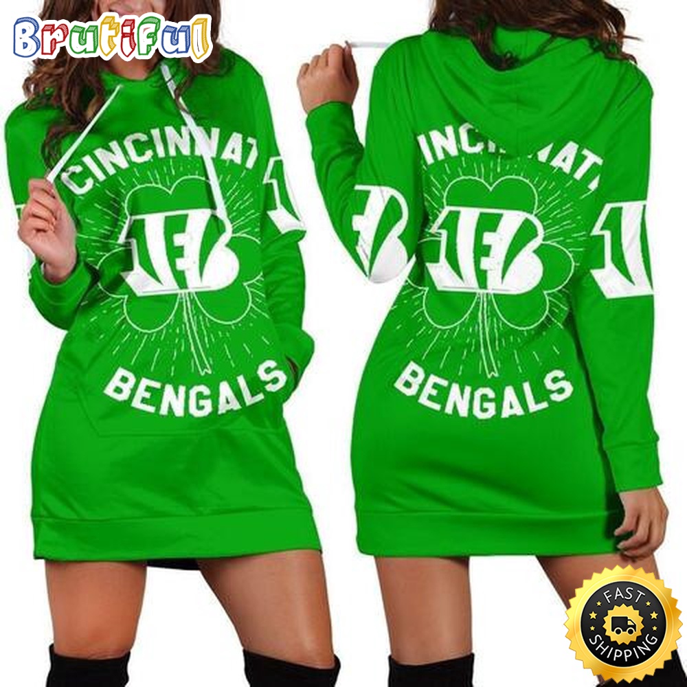 Sportswearmerch Cincinnati Bengals NFL St Patricks Day Hoodie Dress For Fan