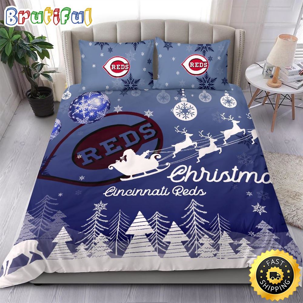 Sportswearmerch Cincinnati Reds MLB Christmas Bedding Sets For Fan