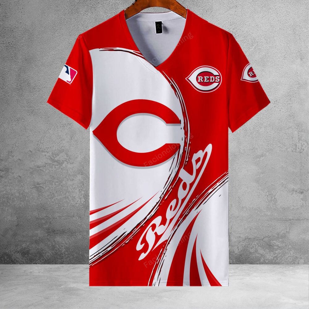 Sportswearmerch Cincinnati Reds MLB Personalized V-neck Women T-shirt For Fan