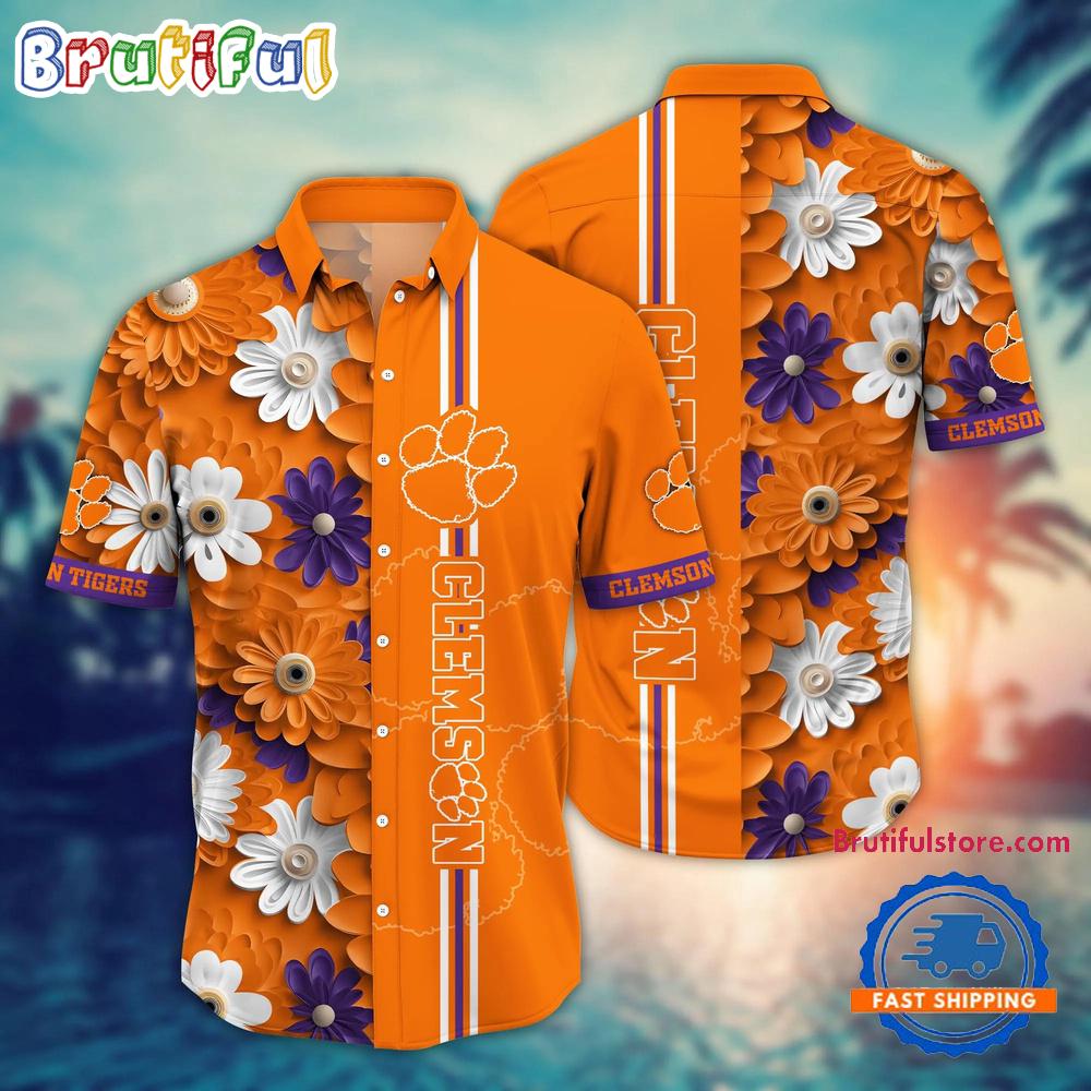 Sportswearmerch Clemson Tigers NCAA Flower Summer Personalized Hawaiian Shirt For Fan