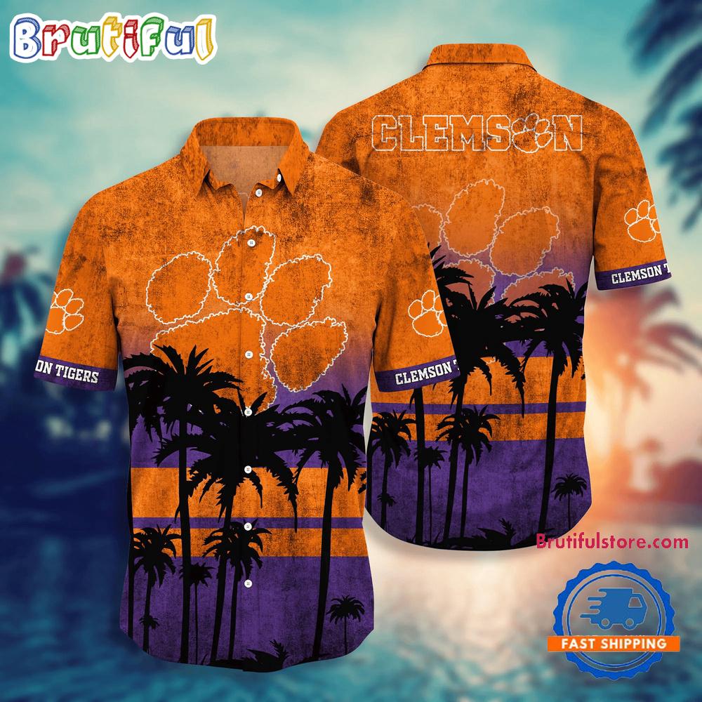 Sportswearmerch Clemson Tigers NCAA Palm Tree Summer Beach Personalized Hawaiian Shirt For Fan