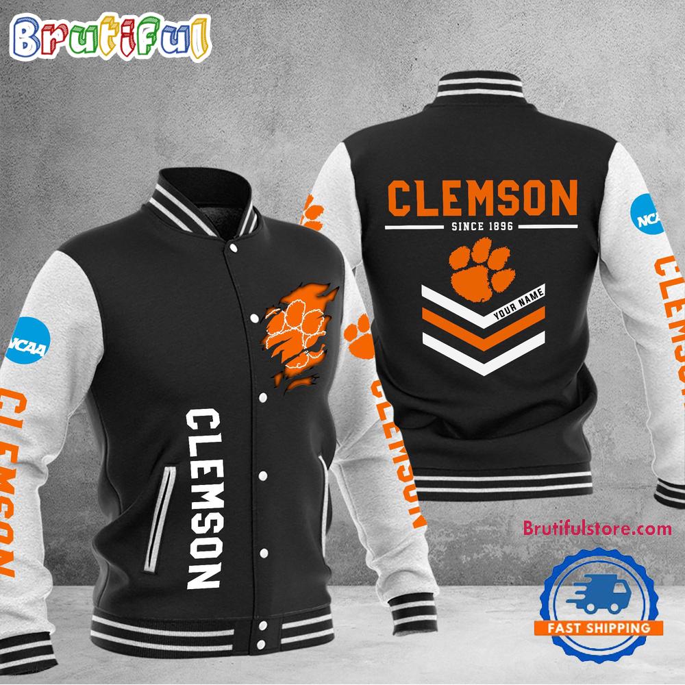 Sportswearmerch Clemson Tigers NCAA Personalized Personalized Baseball Jacket For Fan