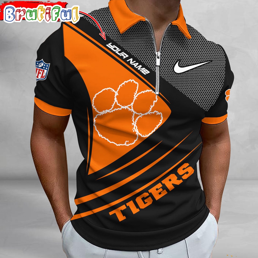 Sportswearmerch Clemson Tigers NCAA Personalized Zip Polo Shirt For Fan
