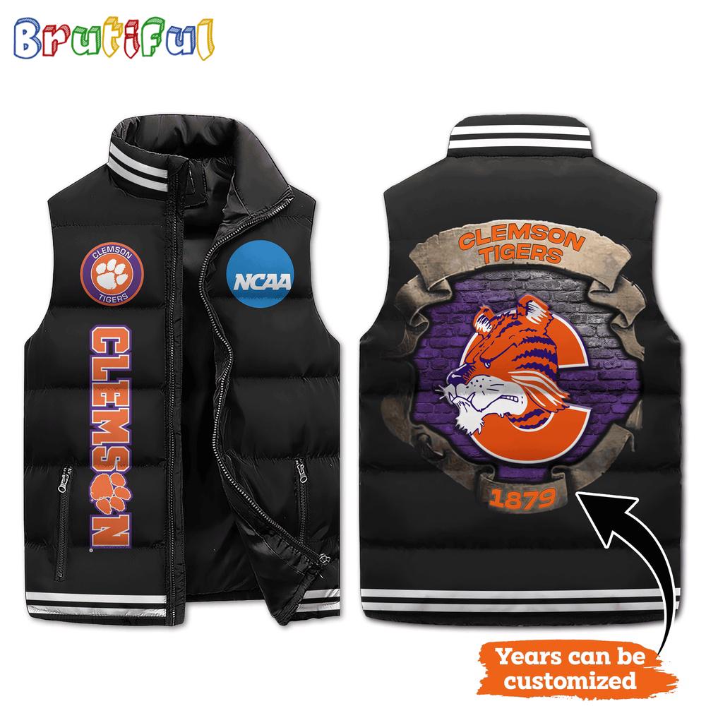 Sportswearmerch Clemson Tigers NCAA Sleeveless Puffer Jacket For Fan