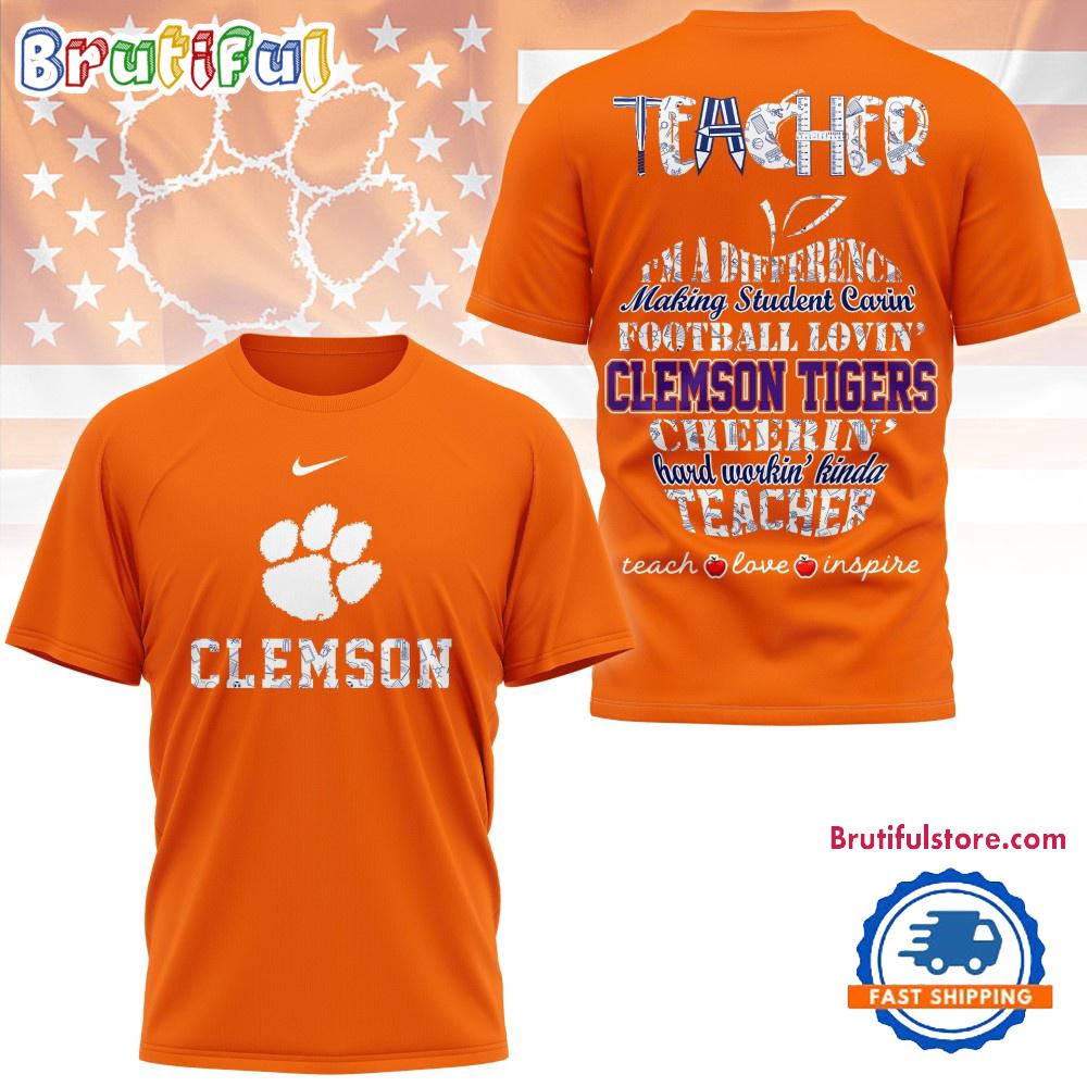 Sportswearmerch Clemson Tigers NCAA Teacher Teach Love Inspire T-Shirt For Fan