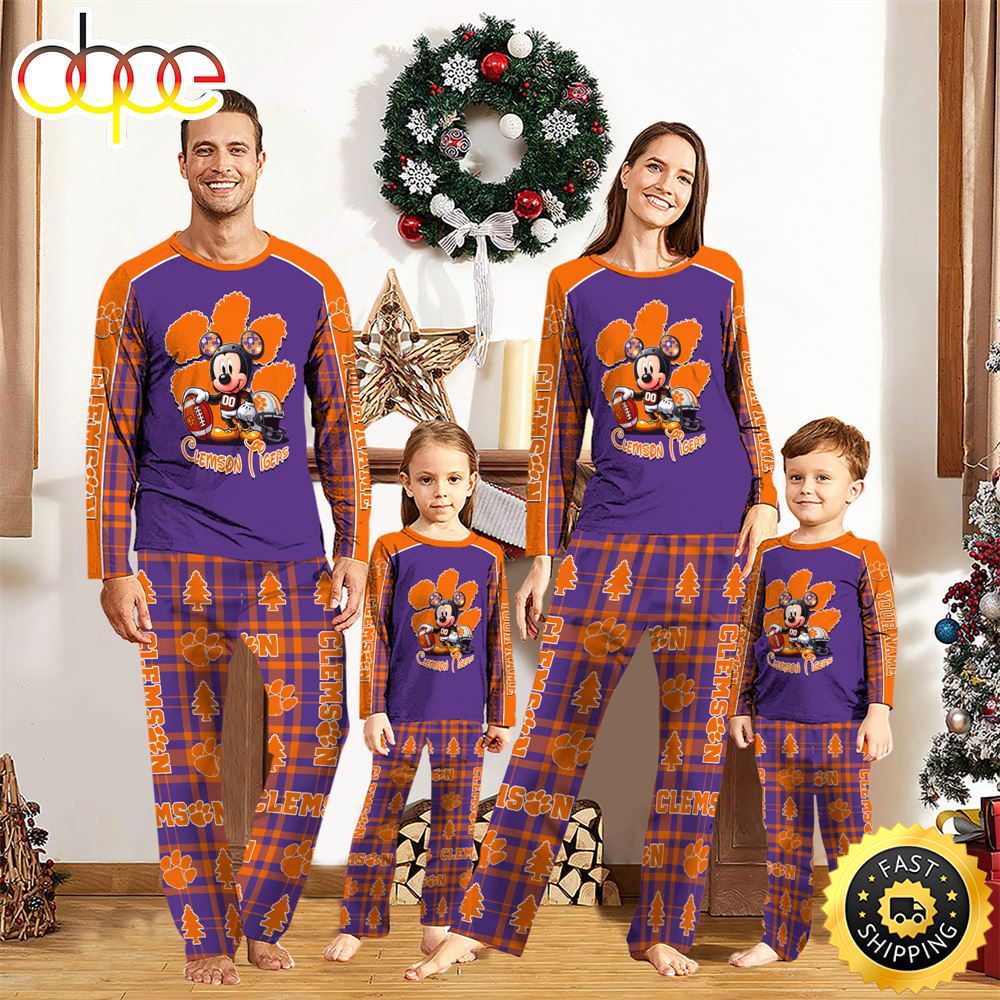 Sportswearmerch Clemson Tigers NCAA x Mickey Mouse Personalized Pajamas Family For Fan