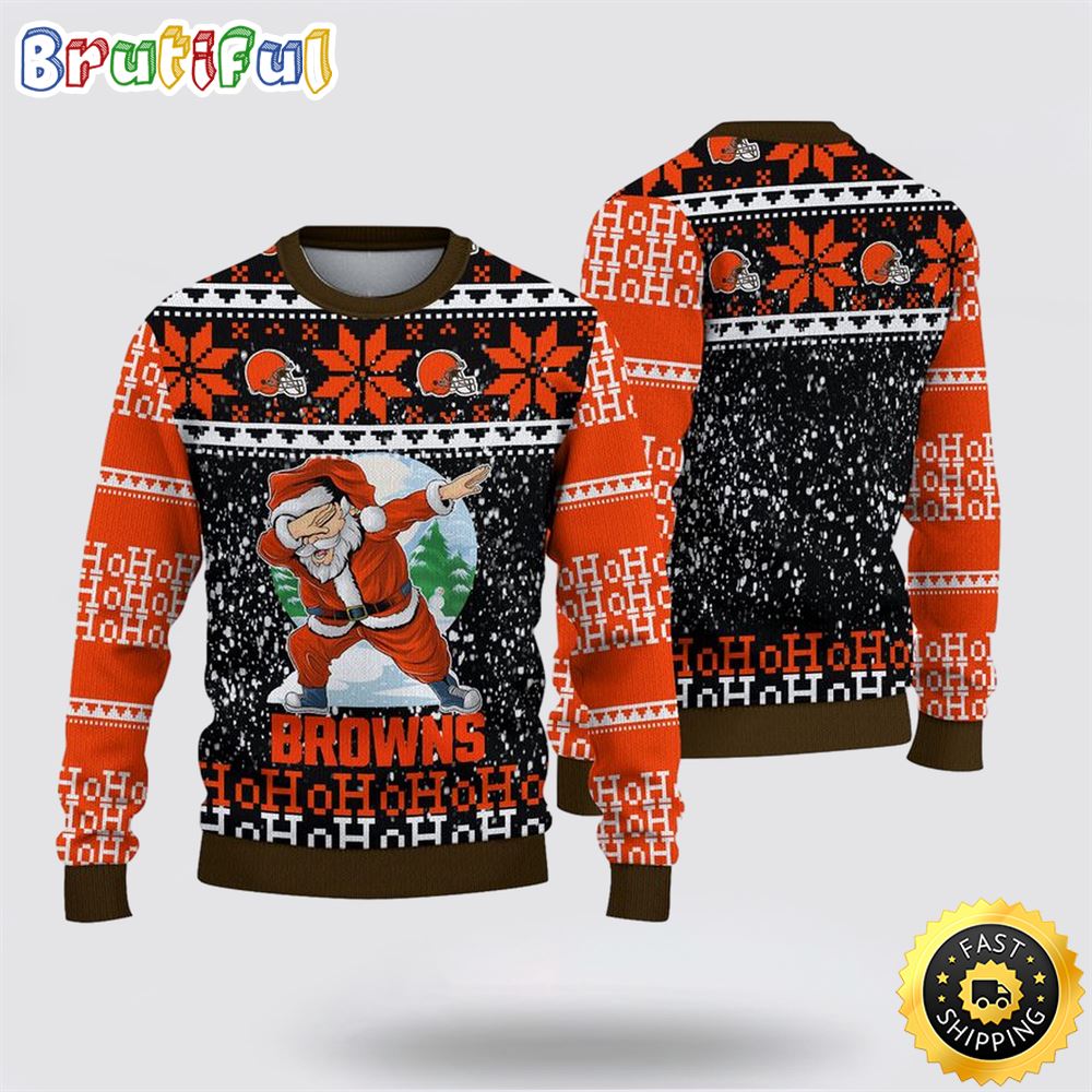 Sportswearmerch Cleveland Browns NFL And Santa Claus Christmas Sweater For Fan