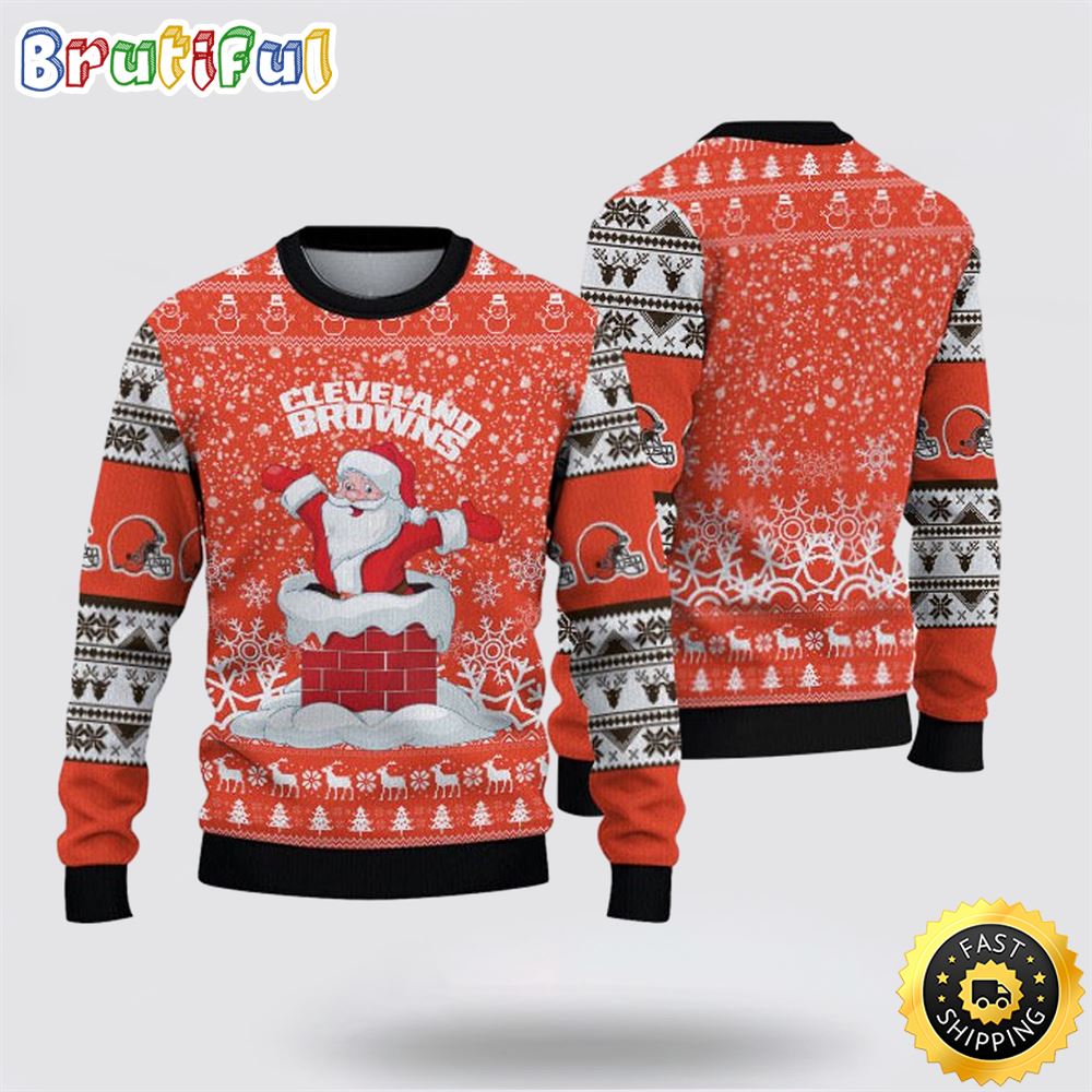 Sportswearmerch Cleveland Browns NFL And Santa Claus Christmas Sweater For Fan