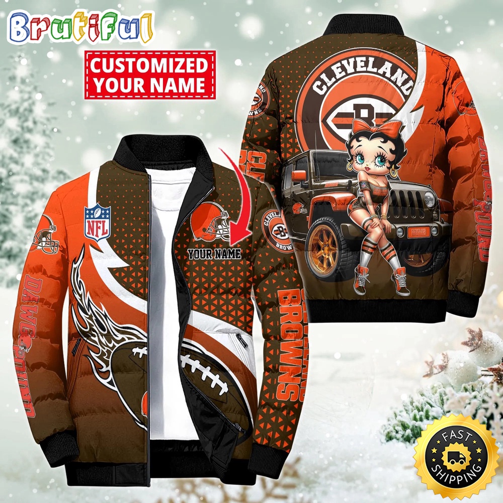 Sportswearmerch Cleveland Browns NFL Betty Boop Puffer Jacket For Fan