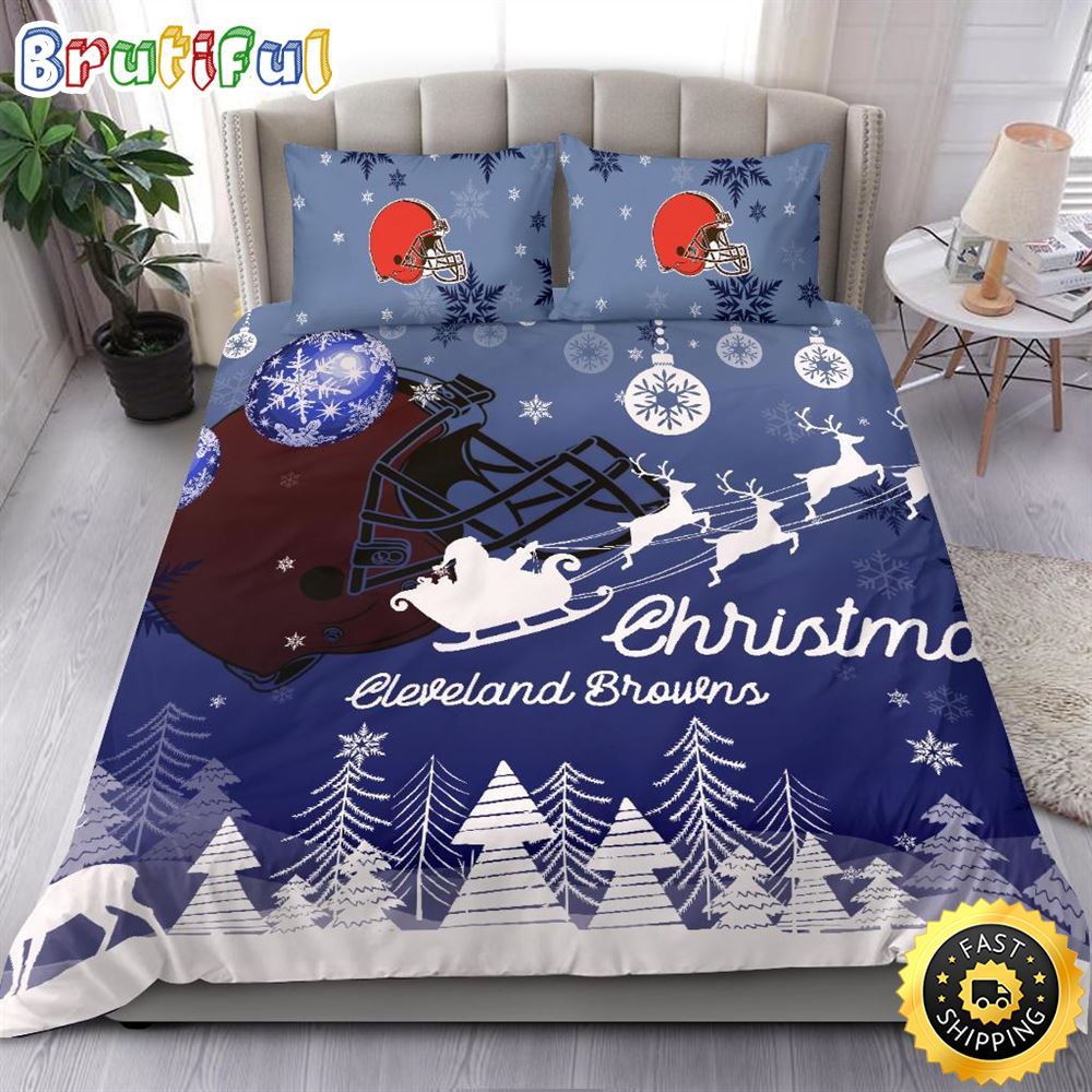 Sportswearmerch Cleveland Browns NFL Christmas Bedding Sets For Fan