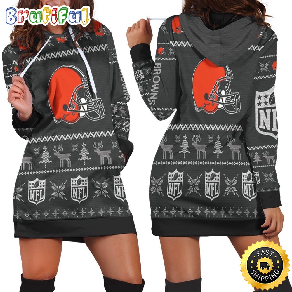 Sportswearmerch Cleveland Browns NFL Christmas Hoodie Dress For Fan