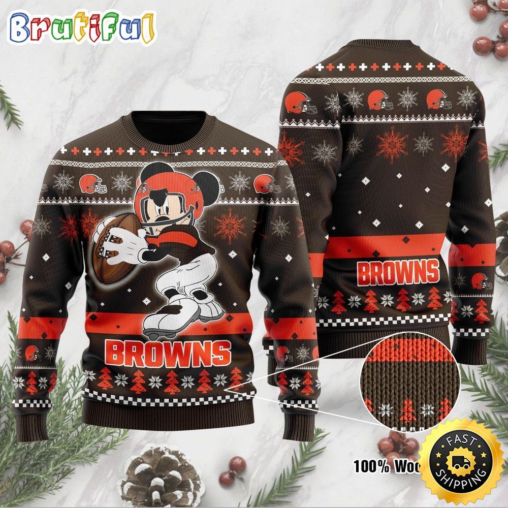 Sportswearmerch Cleveland Browns NFL Christmas Sweater Mickey Mouse For Fan